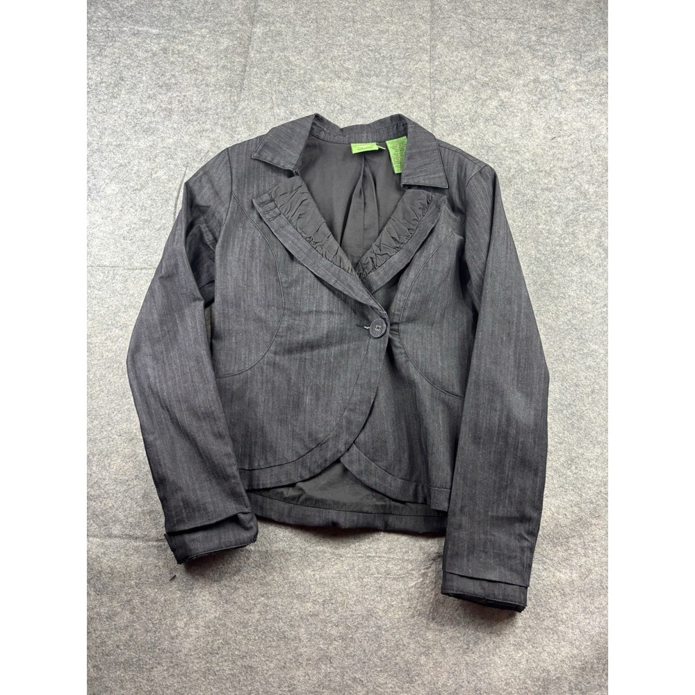 Industry Women S Black Cotton Long Sleeve Button Up Blazer VTG y2K Academia 00s